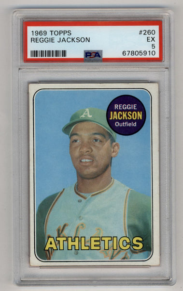 1969 Topps Baseball REGGIE JACKSON Rookie Card 260 ATHLETICS. 