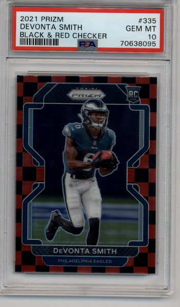 Devonta Smith 2021 Prizm Black and Red Checker #335 PSA 10 Gem