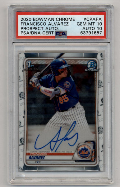 Francisco Alvarez 2020 Bowman Chrome Prospect Auto PSA 10 Auto 10