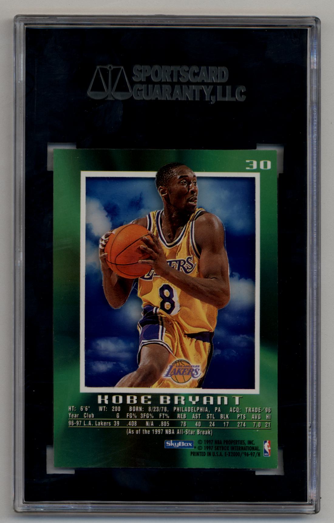 Kobe Bryant 1996-97 Skybox E-X2000 #30 Rookie SGC 8 Near Mint Mint