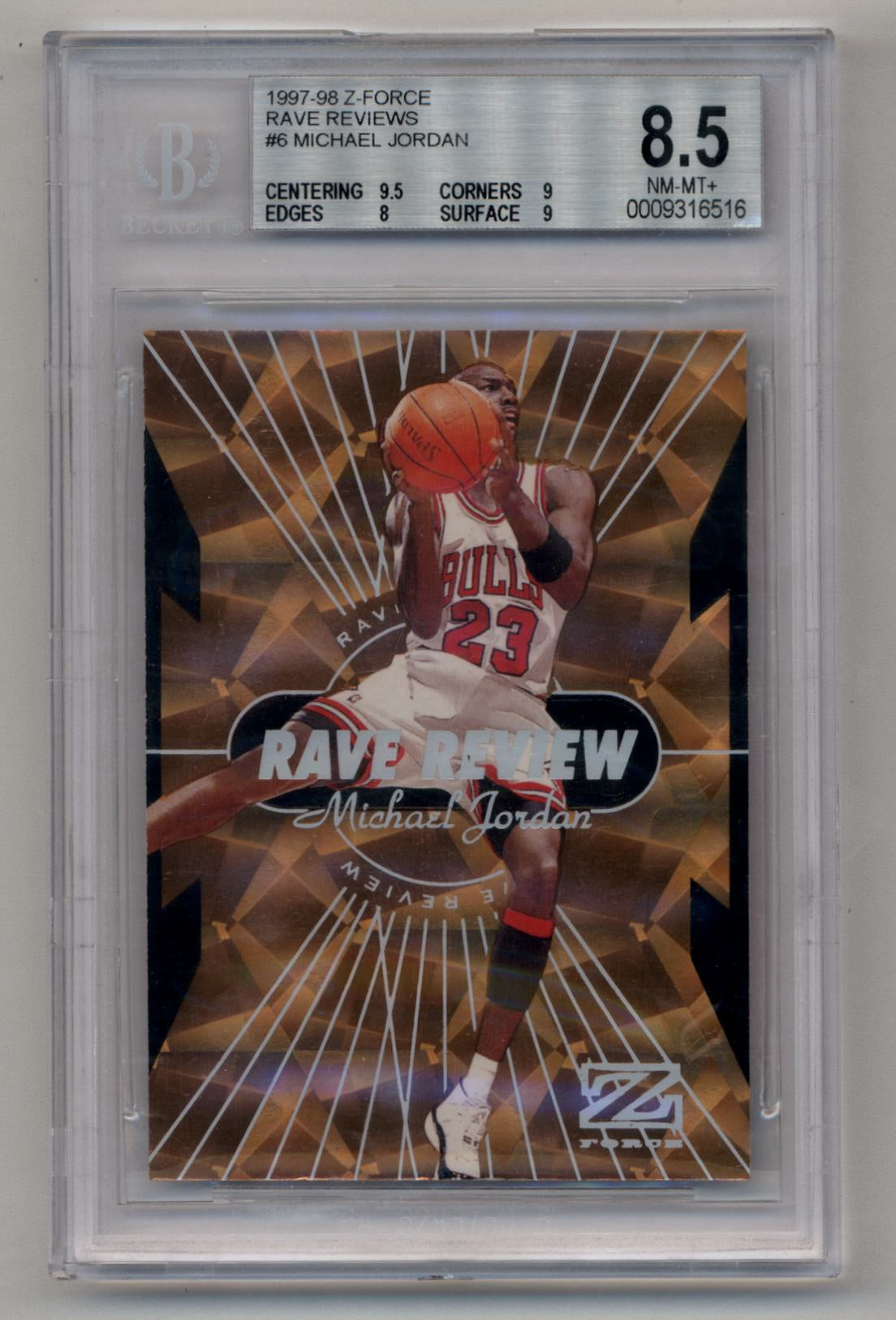 Michael Jordan 1997-98 Z-Force Rave Reviews #6 BGS 8.5 BGS Near Mint Mint+