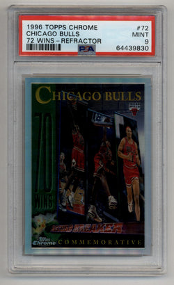 Chicago Bulls 1996-97 Topps Chrome 72 Wins Refractor #72 PSA 9 Mint