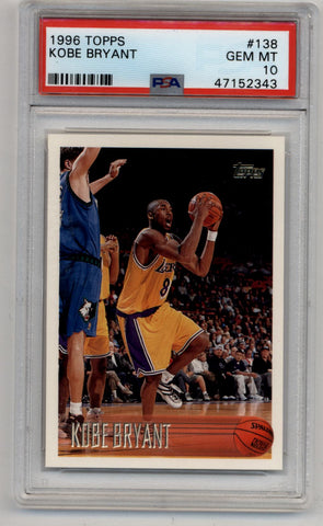 Kobe Bryant 1996-97 Topps Rookie #138 PSA 10 Gem Mint 2343
