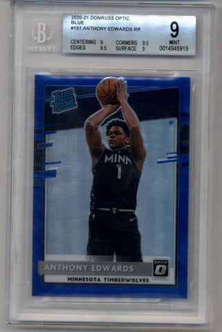 Anthony Edwards 2020-21 Donruss Optic Blue 38/59 #151 Rated Rookie BGS 9 Mint