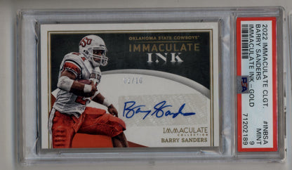 Barry Sanders 2022 Immaculate Collegiate Ink Gold 02/10 PSA 9 Mint
