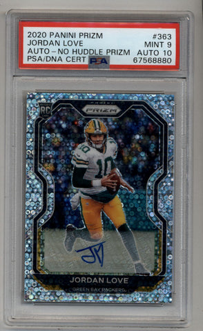 Jordan Love 2020 Prizm No Huddle Auto #363 PSA 9 Auto 10