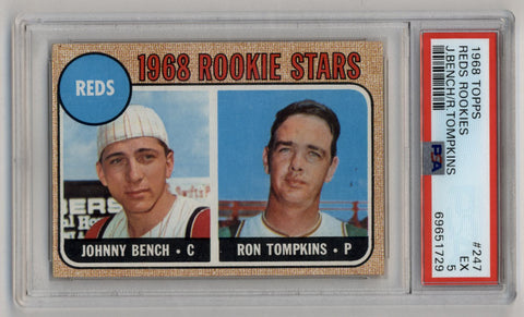 Johnny Bench/Ron Tompkins 1968 Topps Reds Rookies #247 PSA 5 Excellent