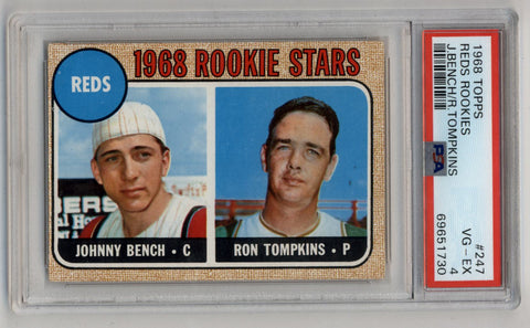 Johnny Bench/Ron Tompkins 1968 Topps Reds Rookies #247 PSA 4 Very Good Excellent