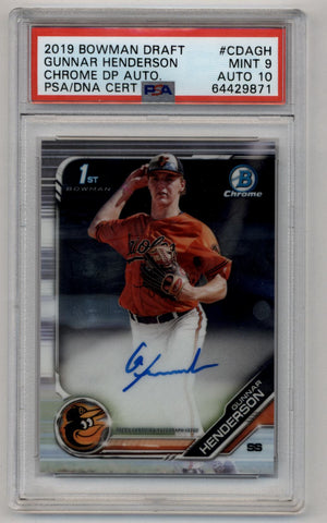 Gunnar Henderson 2019 Bowman Chrome Draft Picks Auto PSA 9 Mint Auto 1 –  Three Stars Sportscards