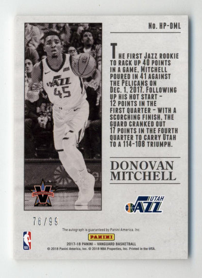 Donovan Mitchell 2017-18 Panini Vanguard Hot off the Press Auto 76/99
