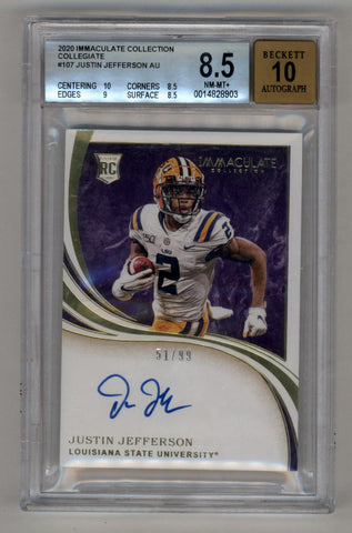 Justin Jefferson 2020 Immaculate Collection Collegiate #107 Auto 51/99 BGS 8.5 Near Mint-Mint+