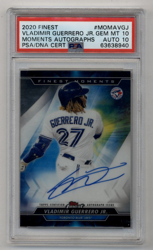 Vladimir Guerrero Jr 2020 Finest Finest Moments Auto PSA 10 Gem Mint Auto 10