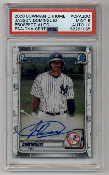 Jasson Dominguez 2020 Bowman Chrome Prospect Auto PSA 9 Mint 10 Auto