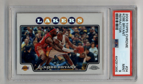 Kobe Bryant 2008-09 Topps Chrome Refractor #24 PSA 9 Mint – Three