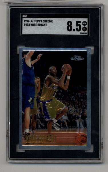 Kobe Bryant 1996-97 Topps Chrome Rookie #138 SGC 8.5 Near Mint Mint+ –  Three Stars Sportscards