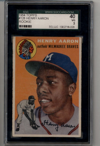 Henry Aaron 1954 Topps #128 Rookie SGC 3 Very Good
