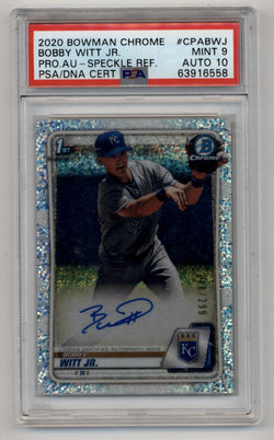 Bobby Witt Jr 2020 Bowman Chrome Speckle Refractor Auto 248/299 PSA 9 Mint Auto 10