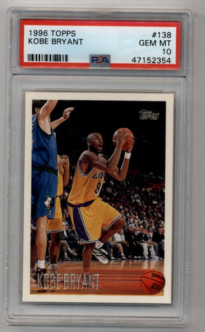 Kobe Bryant 1996-97 Topps Rookie #138 PSA 10 Gem Mint 2354