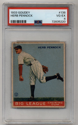 Herb Pennock 1933 Goudey #138 PSA 4 Very Good-Excellent