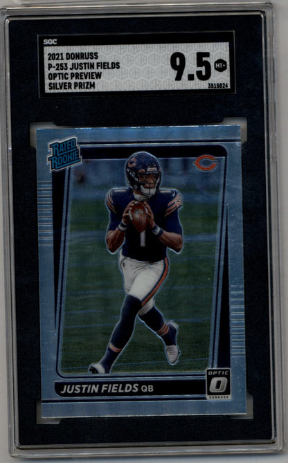 Justin Fields 2021 Donruss Optic Preview #P-253 Silver Prizm SGC 9.5 Gem Mint