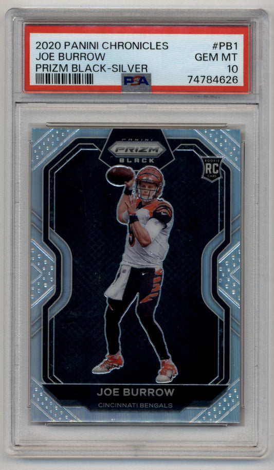 Joe Burrow 2020 Chronicles Prizm Black Silver #PB1 PSA 10 Gem Mint