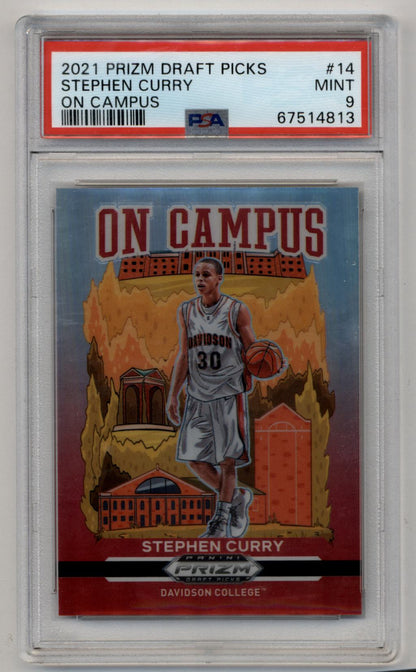 Stephen Curry 2021 Prizm Draft Picks On Campus #14 PSA 9 Mint