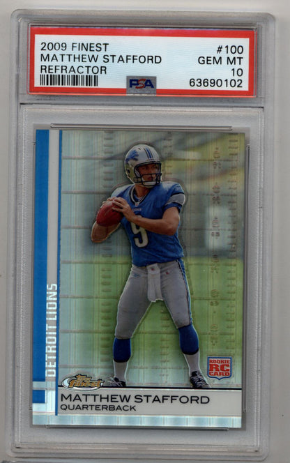 Matthew Stafford 2009 Finest Refractor #100 PSA 10 Gem Mint