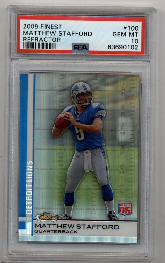 Matthew Stafford 2009 Finest Refractor #100 PSA 10 Gem Mint