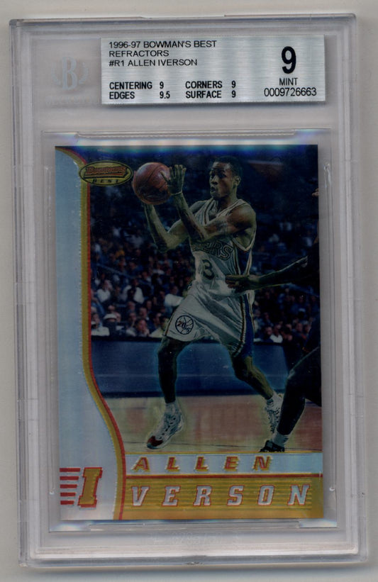 Allen Iverson 1996-97 Bowman's Best Refractor #R1 BGS 9 Mint