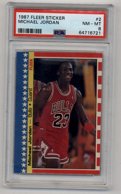 Michael Jordan 1987-88 Fleer Sticker #2 PSA 8 Near Mint-Mint 6721