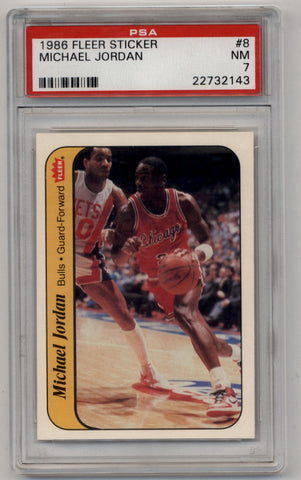 Michael Jordan 1986-87 Fleer Sticker #8 PSA 7 Near Mint 2143