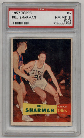 Bill Sharman 1957-58 Topps #5 Rookie PSA 8 (OC) Near Mint-Mint