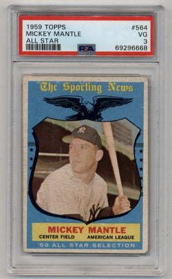 Mickey Mantle 1959 Topps All Star #564 PSA 3 Very Good