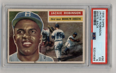 Jackie Robinson 1956 Topps #30 White Back PSA 5 Excellent 9384