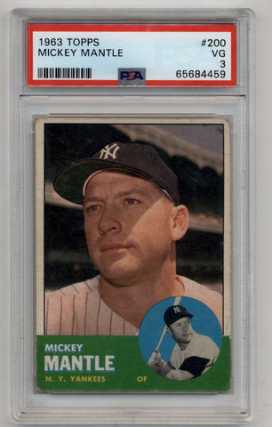 Mickey Mantle 1963 Topps #200 PSA 3 Very Good 4459