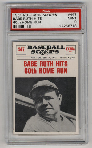 Babe Ruth 1961 Nu-Card Scoops #447 60th Home Run PSA 9 Mint 6718