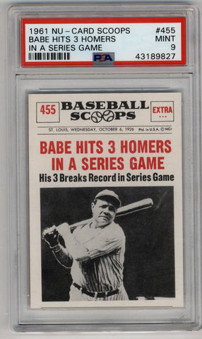 Babe Ruth 1961 Nu-Card Scoops #455 In A Series Game PSA 9 Mint 9827