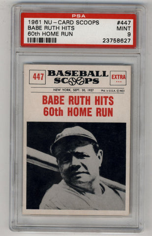 Babe Ruth 1961 Nu-Card Scoops #447 60th Home Run PSA 9 Mint 8627