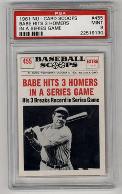 Babe Ruth 1961 Nu-Card Scoops #455 In A Series Game PSA 9 Mint 9130