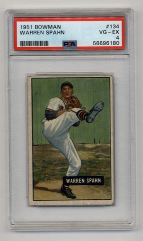 Warren Spahn 1951 Bowman #134 PSA 4 Very Good-Excellent