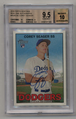 Corey Seager 2016 Heritage Real One Auto BGS 9.5 Gem Mint