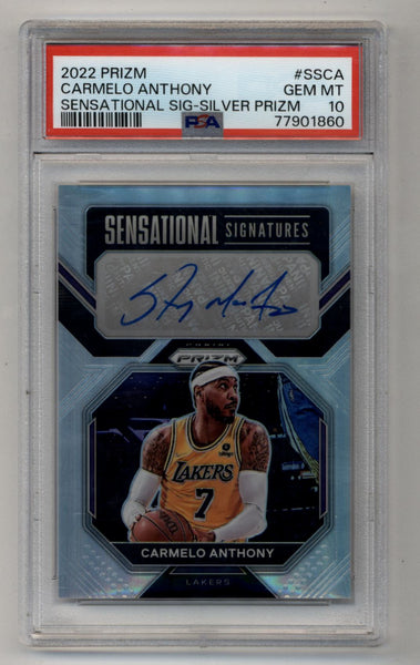 Carmelo Anthony 2022-23 Prizm Sensational Signature Silver Auto PSA 10 Gem  Mint