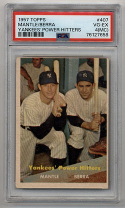 Mantle/Berra 1957 Topps Yankees Power Hitters #407 PSA 4 Very Good-Excellent (MC) 7658