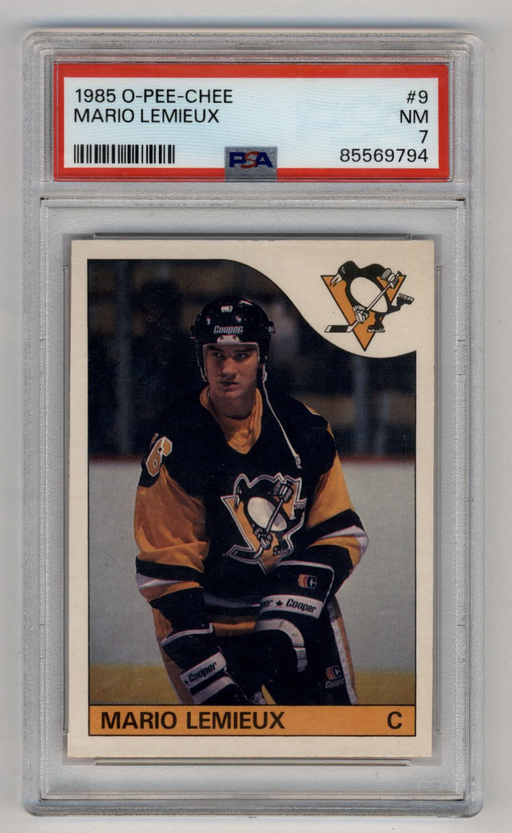 Mario Lemieux 1985-86 O-Pee-Chee #9 PSA 7 Near Mint 9794