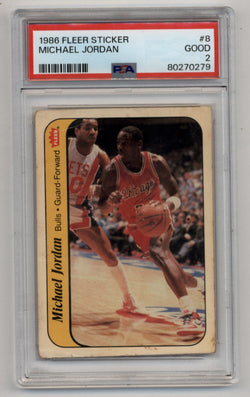 Michael Jordan 1986-87 Fleer Sticker #8 PSA 2 Good 0279