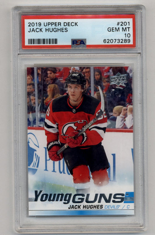Jack Hughes 2019-20 Upper Deck #201 Young Gun PSA 10 Gem Mint 3289