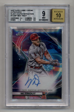 Mike Trout 2022 Cosmic Chrome Black Eclipse Refractor 08/10 BGS 9 Mint