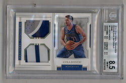 Luka Doncic 2018-19 National Treasures Rookie Dual Materials Prime #4 25/25 BGS 8.5 Near Mint-Mint+