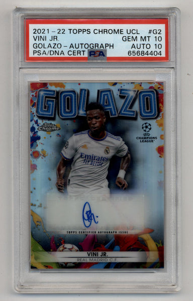 Vini Jr 2021-22 Topps Chrome UCL Golazo Auto 36/99 PSA 10 Gem Mint Auto 10