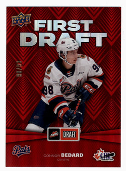 Connor Bedard 2021-22 Upper Deck CHL First Draft Red 98/99 Jersey Number